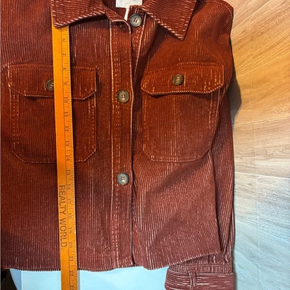 Avec Les Filles Terracotta Burnt Orange Corduroy Utility Jacket Shacket NWT - Picture 11 of 12